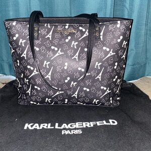 Karl Lagerfeld Black and White Patterned Tote